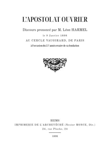 Couverture de l'édition : L'Apostolat ouvrier