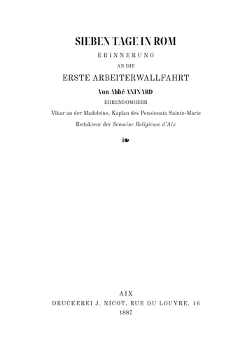 Umschlag der Ausgabe: Sept jours à Rome
