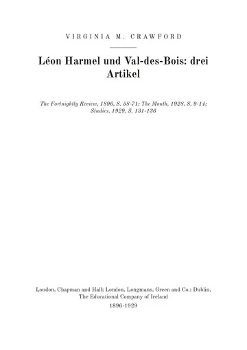 Umschlag der Ausgabe: Léon Harmel and Val-des-Bois: Three Articles