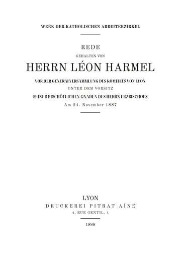 Umschlag der Ausgabe: Discours à l'assemblée générale du comité de Lyon