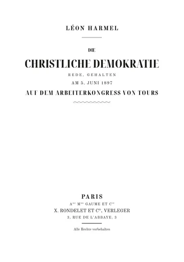 Umschlag der Ausgabe: La Démocratie chrétienne