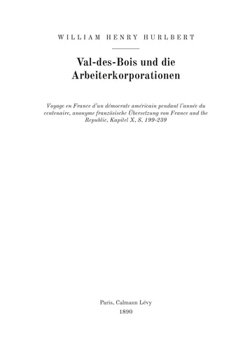 Umschlag der Ausgabe: Le Val-des-Bois et les corporations d'ouvriers