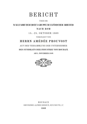 Umschlag der Ausgabe: Rapport sur le pèlerinage du premier groupe d'ouvriers français à Rome