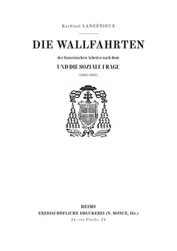 Umschlag der Ausgabe: Les pèlerinages des ouvriers français à Rome et la question sociale