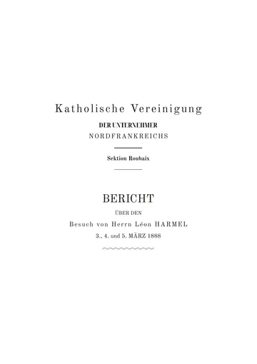 Umschlag der Ausgabe: Rapport sur la visite de M. Léon Harmel