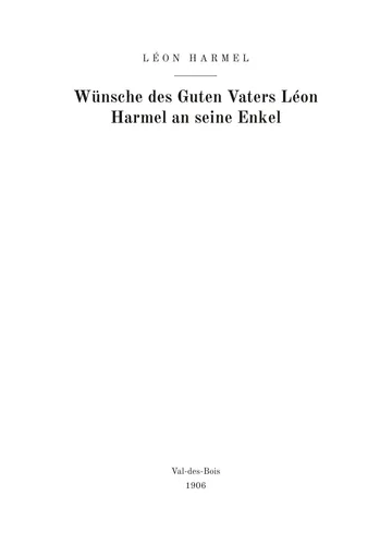 Umschlag der Ausgabe: Vœux du Bon Père Léon Harmel à ses petits-enfants