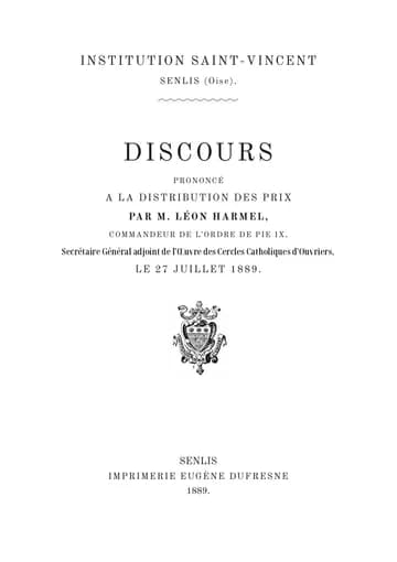 Couverture de l'édition : Discours de Senlis