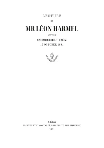 Cover of the edition: Conférence au Cercle catholique de Séez