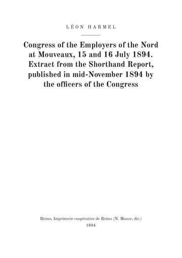 Cover of the edition: Congrès des patrons du Nord à Mouveaux