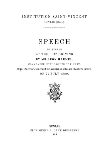 Cover of the edition: Discours de Senlis