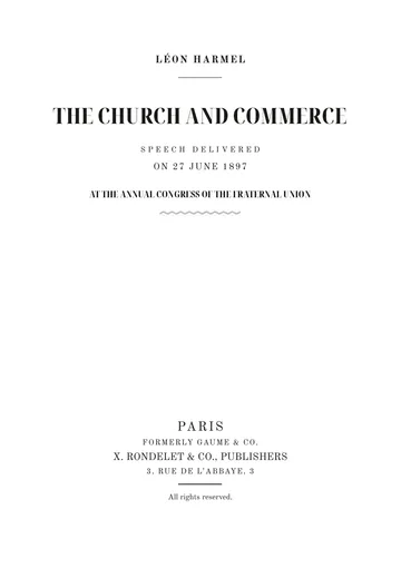 Cover of the edition: L'Église et le commerce