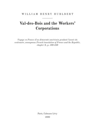 Cover of the edition: Le Val-des-Bois et les corporations d'ouvriers