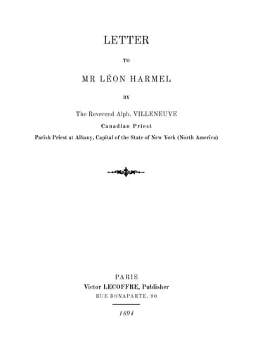 Cover of the edition: Lettre à M. Léon Harmel