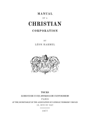 Cover of the edition: Manuel d'une corporation chrétienne