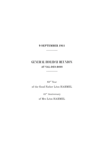 Cover of the edition: Réunion générale des vacances au Val-des-Bois