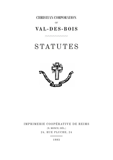 Cover of the edition: Statuts de la Corporation chrétienne du Val-des-Bois