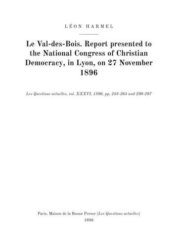 Cover of the edition: Le Val-des-Bois