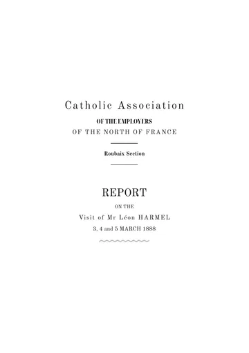 Cover of the edition: Rapport sur la visite de M. Léon Harmel