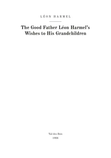 Cover of the edition: Vœux du Bon Père Léon Harmel à ses petits-enfants