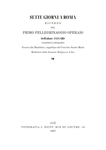 Copertina dell'edizione: Sept jours à Rome