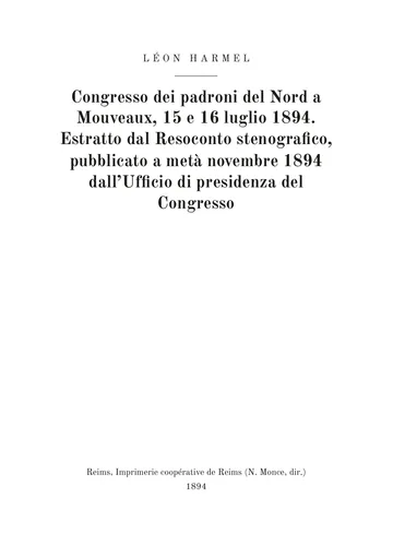 Copertina dell'edizione: Congrès des patrons du Nord à Mouveaux