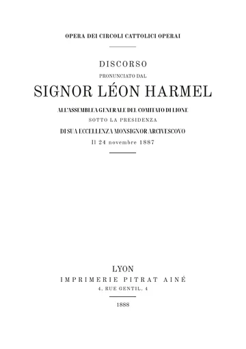 Copertina dell'edizione: Discours à l'assemblée générale du comité de Lyon