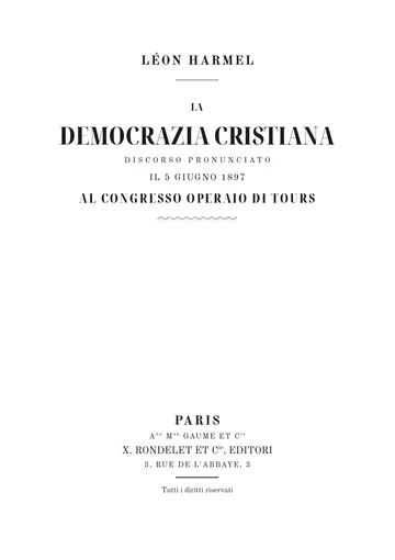 Copertina dell'edizione: La Démocratie chrétienne