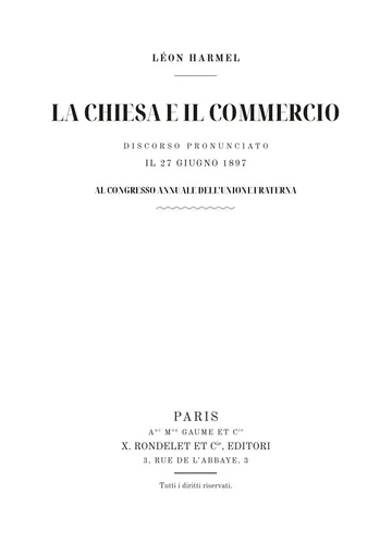 Copertina dell'edizione: L'Église et le commerce