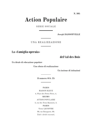 Copertina dell'edizione: La « Famille ouvrière » du Val-des-Bois