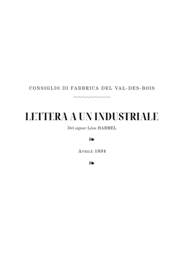Copertina dell'edizione: Conseil d'usine du Val-des-Bois. Lettre à un industriel