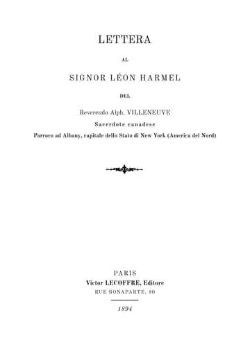 Copertina dell'edizione: Lettre à M. Léon Harmel