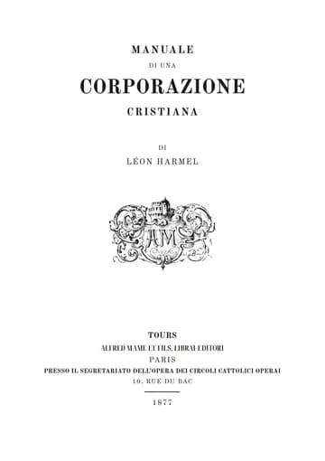 Copertina dell'edizione: Manuel d'une corporation chrétienne