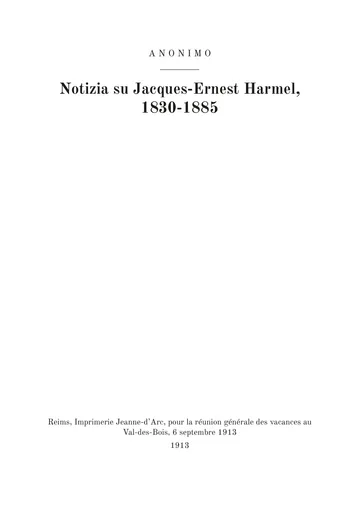 Copertina dell'edizione: Notice sur Jacques-Ernest Harmel, 1830-1885