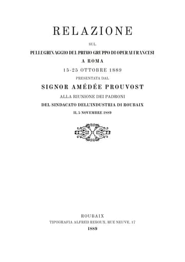 Copertina dell'edizione: Rapport sur le pèlerinage du premier groupe d'ouvriers français à Rome