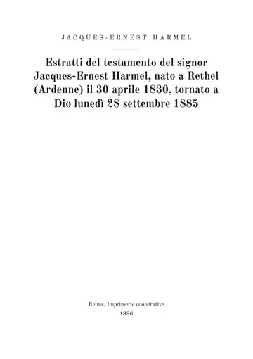 Copertina dell'edizione: Extraits du testament de Jacques-Ernest Harmel