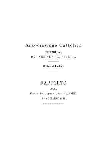 Copertina dell'edizione: Rapport sur la visite de M. Léon Harmel