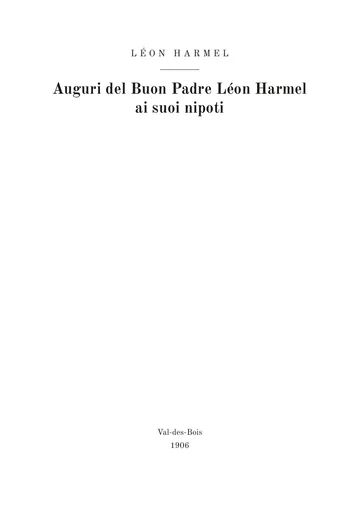 Copertina dell'edizione: Vœux du Bon Père Léon Harmel à ses petits-enfants