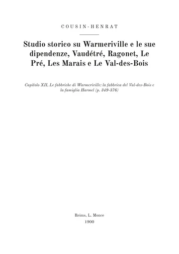 Copertina dell'edizione: Étude historique sur Warmeriville