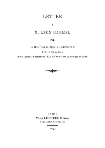 Couverture de l'édition : Lettre à M. Léon Harmel