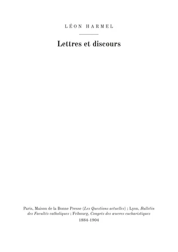 Couverture de l'édition : Lettres et discours