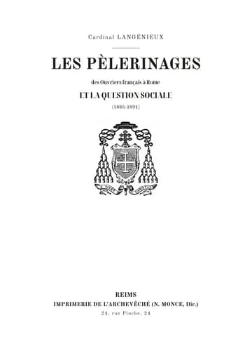 Couverture de l'édition : Les pèlerinages des ouvriers français à Rome et la question sociale