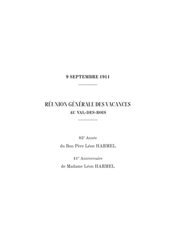 Couverture de l'édition : Réunion générale des vacances au Val-des-Bois