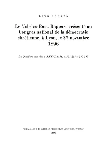 Couverture de l'édition : Le Val-des-Bois