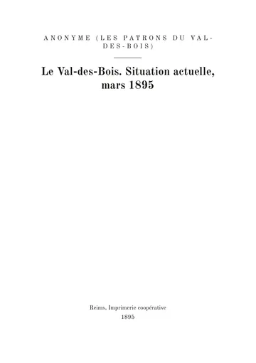 Couverture de l'édition : Le Val-des-Bois. Situation actuelle