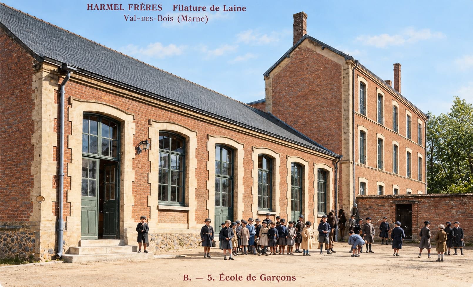 Postkarte: die Jungenschule von Val-des-Bois.