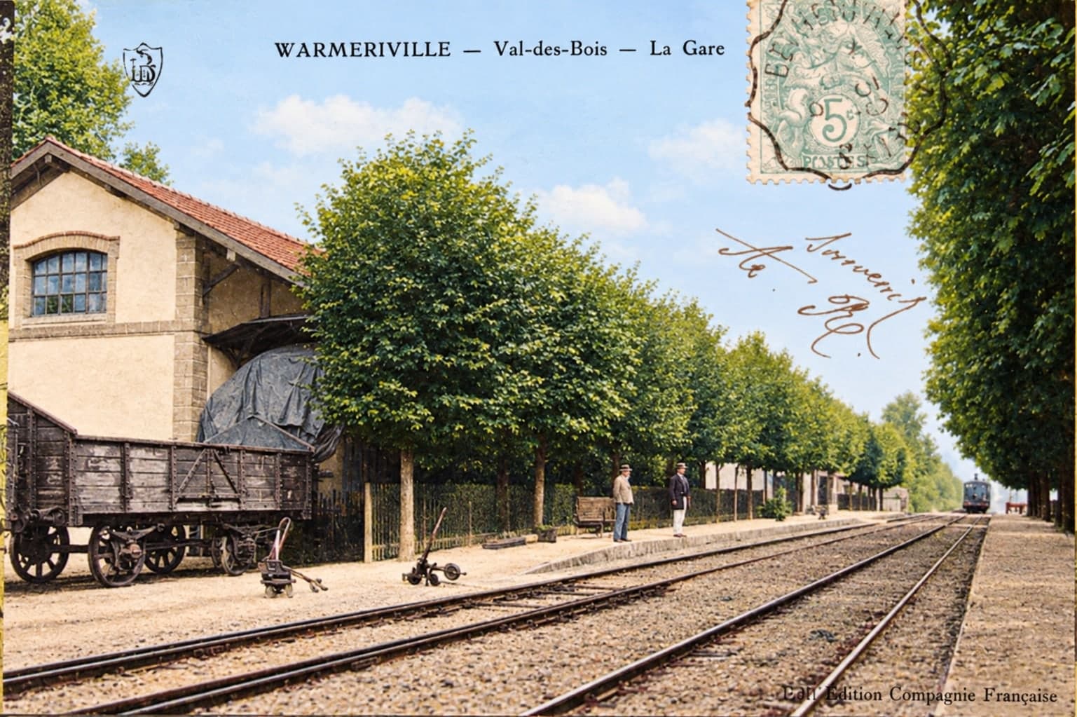 Postcard: the small railway station of Warmeriville.